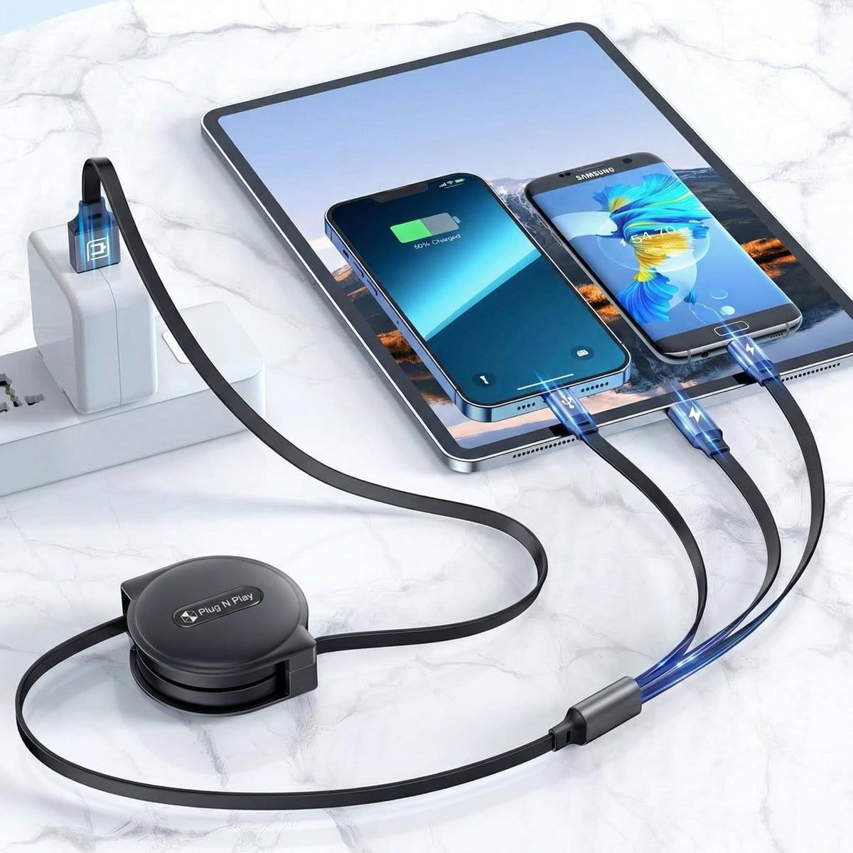 MultiCord Pro™ Caricabatterie Retrattile Veloce