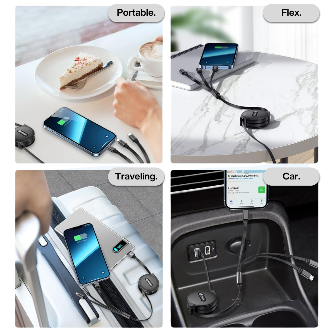 MultiCord Pro™ Caricabatterie Retrattile Veloce