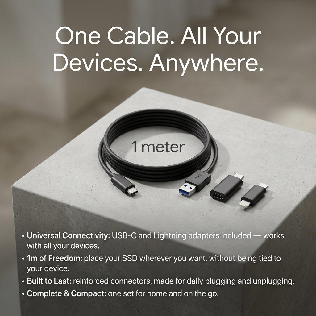 Cavo USB-C extra lungo — 1 m di libertà di movimento